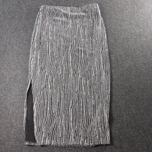 Elegant Black and Silver Metallic Skirt